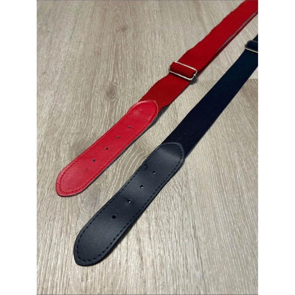 Academy Adjustable Red and Navy Webbing Baseball Belts - Set of 2